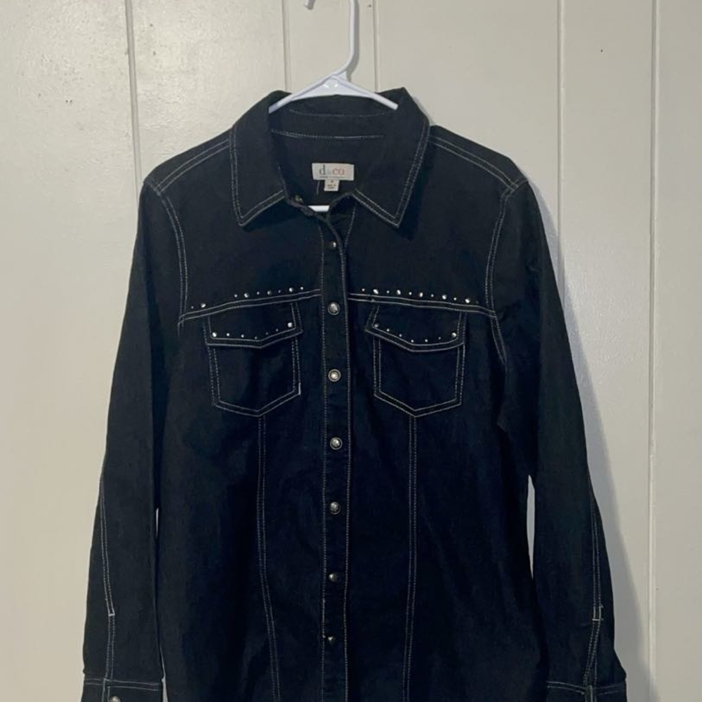 d. co Black Denim Jacket with Studs